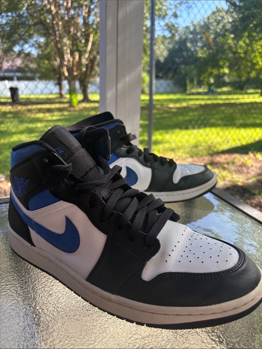 Air Jordan 1 Mid Racer Blue Black White Men’s Size 12 554724-140